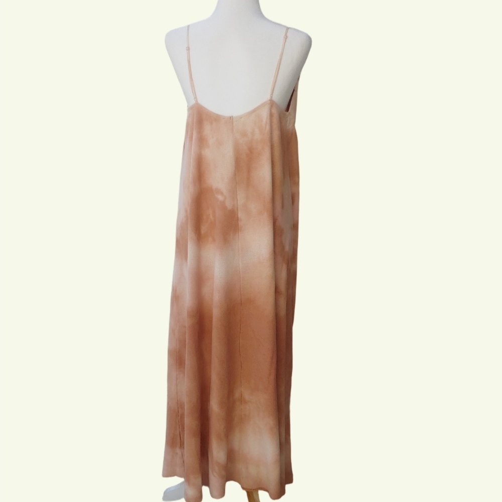 ZARA Maxi Summer Tie Dye Strap Dress Tan and Peach Women's Medium, NWT - Picture 3 of 17